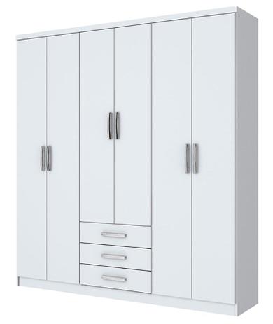 Guarda Roupa Henn Caju 6 Portas 3 Gavetas Branco Menor preço em Guarda Roupa Henn Caju 6 Portas 3 Gavetas Branco