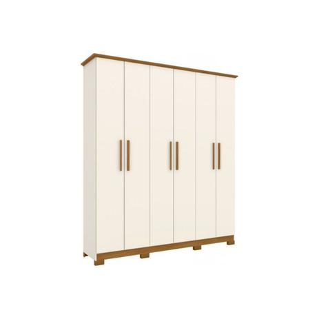 Guarda Roupa Henn Cover 6 Portas e 3 Gavetas Off White/Nature Menor preço em Guarda Roupa Henn Cover 6 Portas e 3 Gavetas Off White/Nature