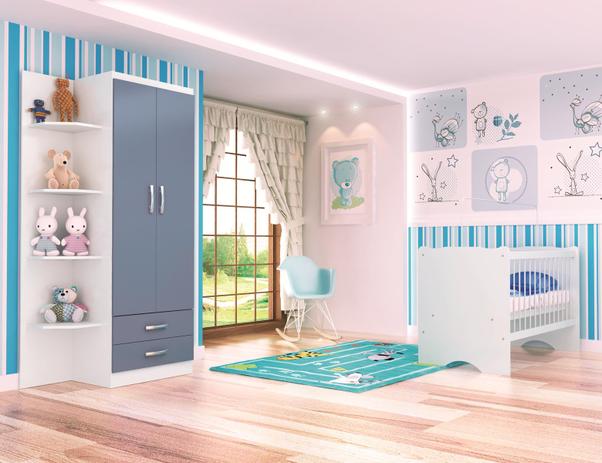 Guarda Roupa Infantil 2 Portas 2 Gavetas 4 Prateleiras Externas Branco/Azul- Doripel é boa?