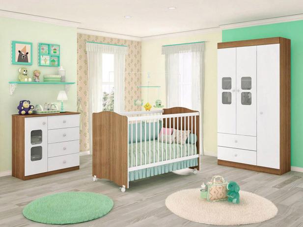 Guarda-roupa Infantil 3 Portas 2 Gavetas Móveis - Estrela Almendra Xodó + Cômoda + Berço/Mini Cama Menor preço em Guarda-roupa Infantil 3 Portas 2 Gavetas Móveis - Estrela Almendra Xodó + Cômoda + Berço/Mini Cama