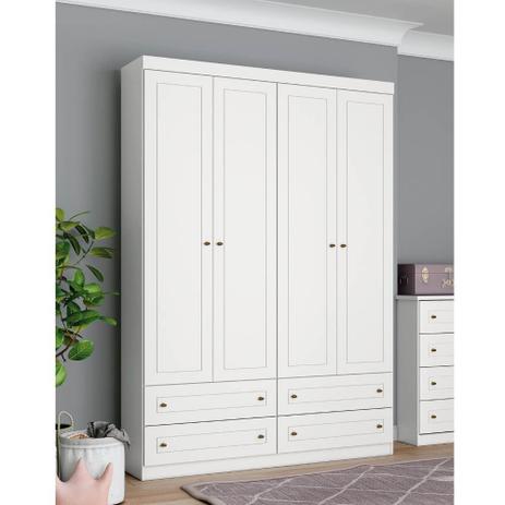 Menor preço em Guarda Roupa Infantil Americano com 4 Portas e 4 gavetas - Branco - Henn