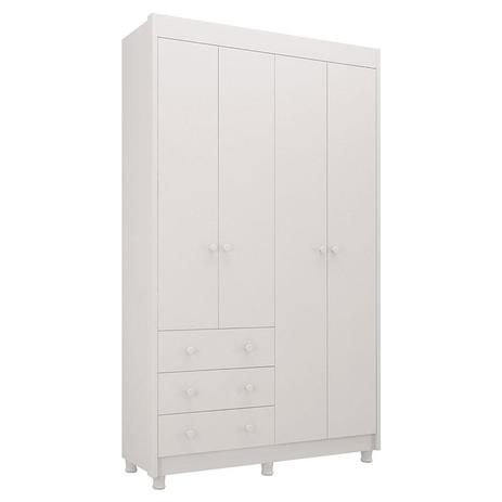 Guarda Roupa Infantil Cloe 4 Portas Branco Brilho - Peroba Móveis Menor preço em Guarda Roupa Infantil Cloe 4 Portas Branco Brilho - Peroba Móveis