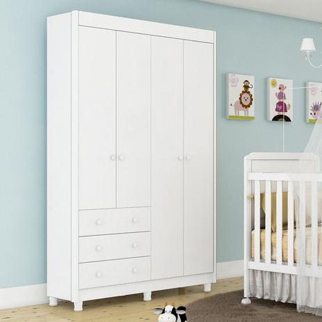 Guarda Roupa Infantil Cloe Branco, 4 Portas, 3 Gavetas, 100% Mdf Peroba - Móveis Peroba Menor preço em Guarda Roupa Infantil Cloe Branco, 4 Portas, 3 Gavetas, 100% Mdf Peroba - Móveis Peroba