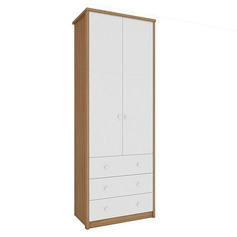 Guarda Roupa Infantil Dani 2 Portas Branco Brilho Carvalho - Peroba Móveis Menor preço em Guarda Roupa Infantil Dani 2 Portas Branco Brilho Carvalho - Peroba Móveis