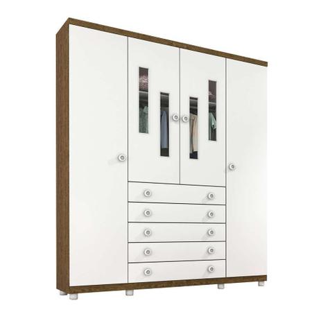 Guarda-Roupa Infantil Evolution II 4 PT 5 GV Imbuia Rustic e Neve - Tcil Menor preço em Guarda-Roupa Infantil Evolution II 4 PT 5 GV Imbuia Rustic e Neve - Tcil