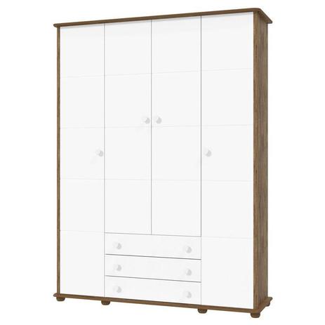Guarda Roupa Infantil Fratelli 4 Portas Branco Acetinado Teka Touch - Matic - Matic Moveis Menor preço em Guarda Roupa Infantil Fratelli 4 Portas Branco Acetinado Teka Touch - Matic - Matic Moveis