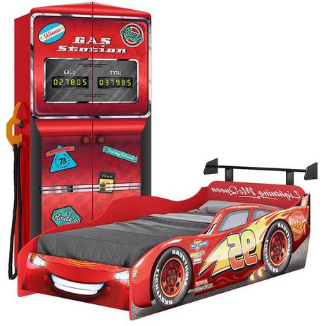 Guarda Roupa Infantil Gás Station e Cama Carros Disney Star Pura Magia Menor preço em Guarda Roupa Infantil Gás Station e Cama Carros Disney Star Pura Magia