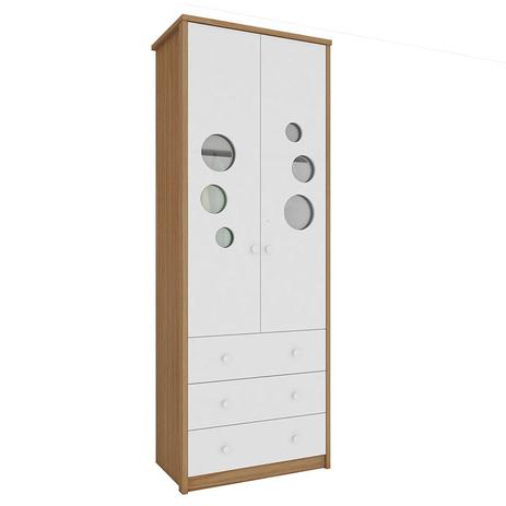Guarda Roupa Infantil Lipe 2 Portas Branco Brilho Carvalho - Peroba Móveis Menor preço em Guarda Roupa Infantil Lipe 2 Portas Branco Brilho Carvalho - Peroba Móveis