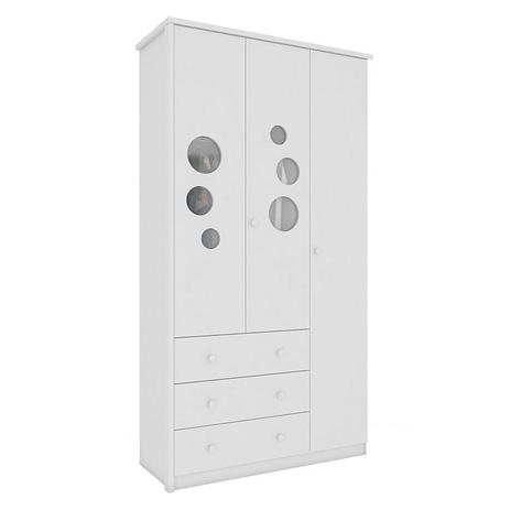 Guarda Roupa Infantil Lipe 3 Portas Branco Brilho - Peroba Menor preço em Guarda Roupa Infantil Lipe 3 Portas Branco Brilho - Peroba