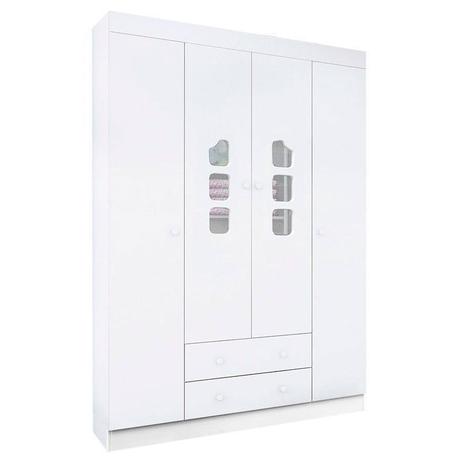Guarda Roupa Infantil Lívia 4 Portas Phoenix Cor Branco Brilho - Phoenix baby Menor preço em Guarda Roupa Infantil Lívia 4 Portas Phoenix Cor Branco Brilho - Phoenix baby