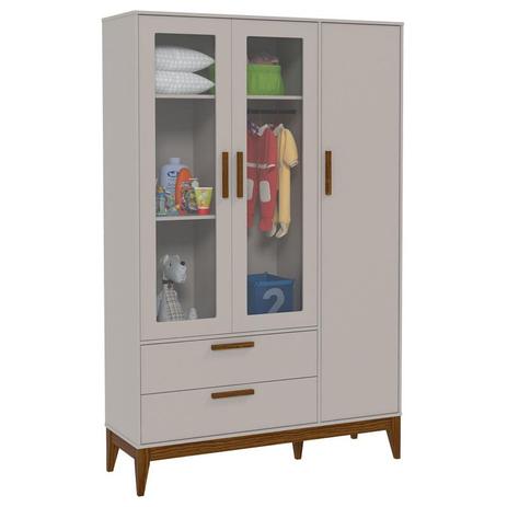 Guarda Roupa Infantil Nature Glass 3 Portas Cinza Eco Wood Matic - Matic moveis Menor preço em Guarda Roupa Infantil Nature Glass 3 Portas Cinza Eco Wood Matic - Matic moveis