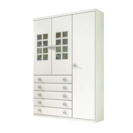 Guarda-Roupa Infantil Primore I 3 PT 5 GV Branco - Tcil Menor preço em Guarda-Roupa Infantil Primore I 3 PT 5 GV Branco - Tcil