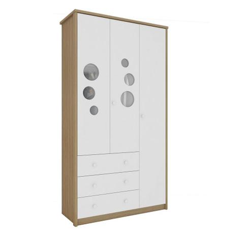 Guarda Roupa Lipe 03 Portas 3 Gavetas Carvalho - Peroba Menor preço em Guarda Roupa Lipe 03 Portas 3 Gavetas Carvalho - Peroba