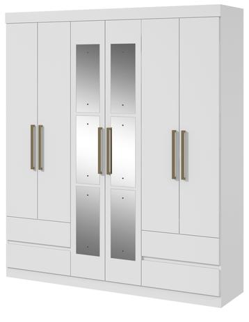 Guarda roupa lopas zeus 6 portas branco alto brilho com espelho - Eletromoveis Menor preço em Guarda roupa lopas zeus 6 portas branco alto brilho com espelho - Eletromoveis
