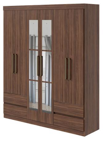 Guarda roupa lopas zeus 6 portas imbuia naturale com espelho - Eletromoveis Menor preço em Guarda roupa lopas zeus 6 portas imbuia naturale com espelho - Eletromoveis