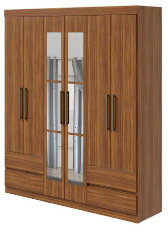 Guarda roupa lopas zeus 6 portas rovere naturale com espelho - Eletromoveis Menor preço em Guarda roupa lopas zeus 6 portas rovere naturale com espelho - Eletromoveis