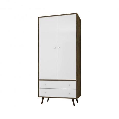 Guarda-Roupa Milão Madeira Rústica e Branco - Bechara Menor preço em Guarda-Roupa Milão Madeira Rústica e Branco - Bechara