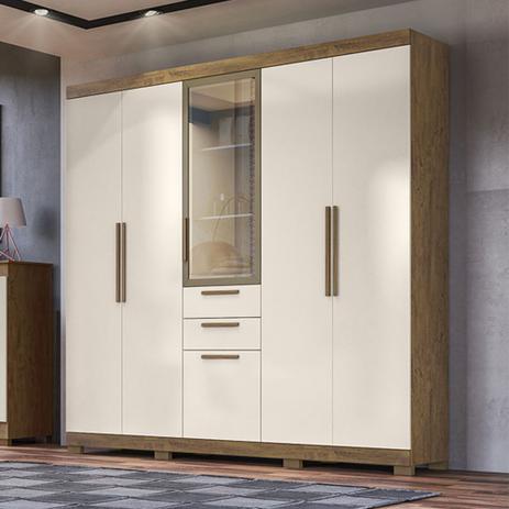 Menor preço em Guarda Roupa Moval Imperial 6 Portas 4 Gavetas com Vidro - carvalho - baunilha