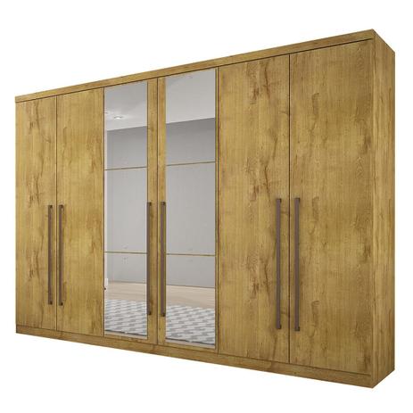 Guarda Roupa Novo Horizonte Bari C/Espelho 6 Portas Freijó Dourado - Móveis novo horizonte Menor preço em Guarda Roupa Novo Horizonte Bari C/Espelho 6 Portas Freijó Dourado - Móveis novo horizonte