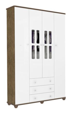 Guarda Roupa Pitty 4 Portas Jequitibá e Branco - Ja móveis Menor preço em Guarda Roupa Pitty 4 Portas Jequitibá e Branco - Ja móveis