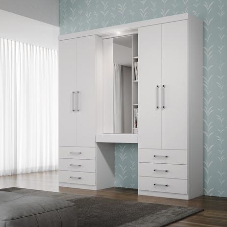 Guarda Roupa Santos Andirá Camarim 5 Portas E 7 Gavetas Branco Menor preço em Guarda Roupa Santos Andirá Camarim 5 Portas E 7 Gavetas Branco