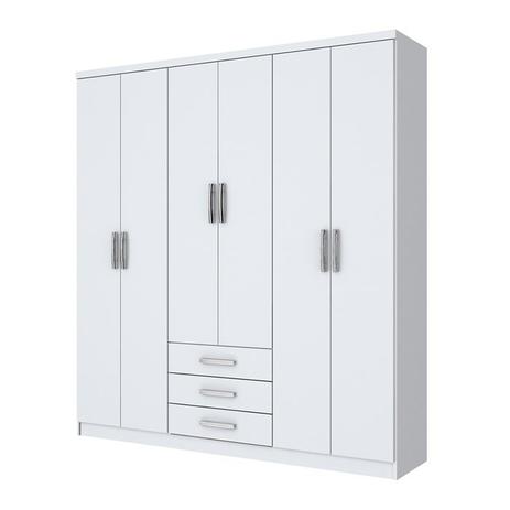 Guarda Roupa Solteiro 06 Portas Caju Branco Henn Menor preço em Guarda Roupa Solteiro 06 Portas Caju Branco Henn