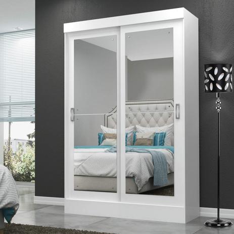 Guarda Roupa Solteiro 2 Portas 2 Gavetas com Espelho Cancún Maxel Branco Menor preço em Guarda Roupa Solteiro 2 Portas 2 Gavetas com Espelho Cancún Maxel Branco