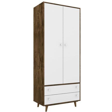 Guarda Roupa Solteiro 2 Portas Milão Madeira Rústica/Branco - Bechara Menor preço em Guarda Roupa Solteiro 2 Portas Milão Madeira Rústica/Branco - Bechara
