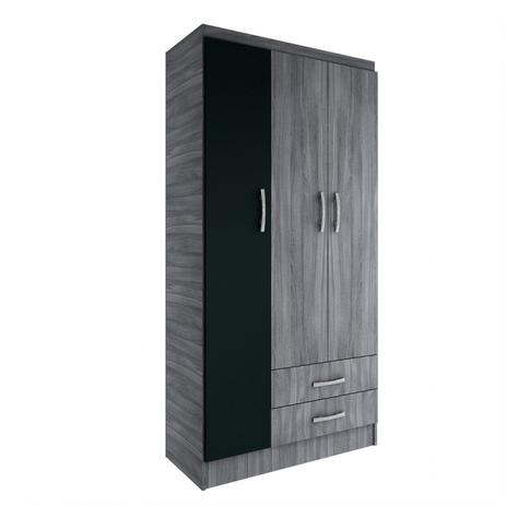 Guarda Roupa Solteiro 3 Portas 2 Gavetas Alice Evidência Móveis Grafite/Preto Menor preço em Guarda Roupa Solteiro 3 Portas 2 Gavetas Alice Evidência Móveis Grafite/Preto