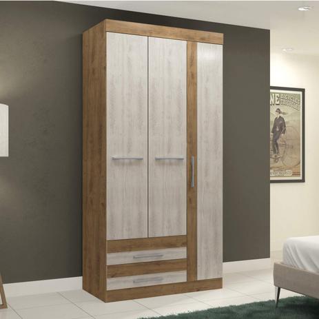 Menor preço em Guarda Roupa Solteiro 3 Portas Roma Maxel Ipê Tex/Vanilla Tex