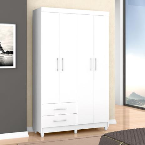 Guarda Roupa Solteiro 4 portas 2 gavetas Canadá - Branco - Conquista móveis Menor preço em Guarda Roupa Solteiro 4 portas 2 gavetas Canadá - Branco - Conquista móveis
