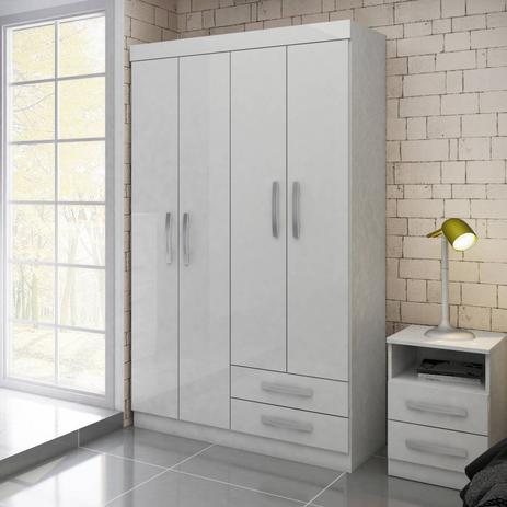 Guarda Roupa Solteiro 4 Portas 2 Gavetas Marajó 0185 Genialflex Branco Menor preço em Guarda Roupa Solteiro 4 Portas 2 Gavetas Marajó 0185 Genialflex Branco