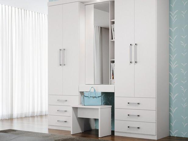 Menor preço em Guarda-roupa Solteiro 5 Portas 7 Gavetas - com Penteadeira Santos Andirá Camarim