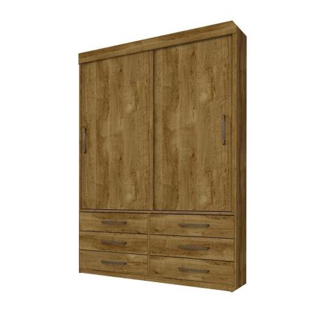 Guarda-Roupa Solteiro Chicago 2 Portas 6 Gavetas Ipe - Tcil Menor preço em Guarda-Roupa Solteiro Chicago 2 Portas 6 Gavetas Ipe - Tcil