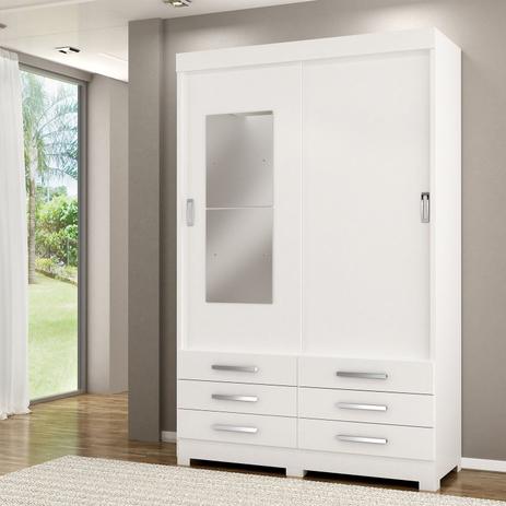 Guarda Roupa Solteiro com Espelho 2 Portas Moscou Maxel Branco Menor preço em Guarda Roupa Solteiro com Espelho 2 Portas Moscou Maxel Branco