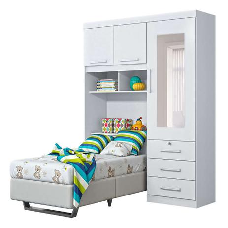 Guarda-Roupa Solteiro com Espelho Duster 3PT Branco - Móveis Albatroz Menor preço em Guarda-Roupa Solteiro com Espelho Duster 3PT Branco - Móveis Albatroz