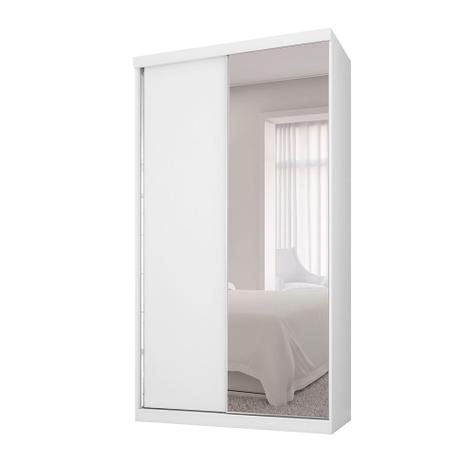 Guarda-Roupa Solteiro com Espelho Virtual 2PT Branco Maderado - Robel Móveis Menor preço em Guarda-Roupa Solteiro com Espelho Virtual 2PT Branco Maderado - Robel Móveis
