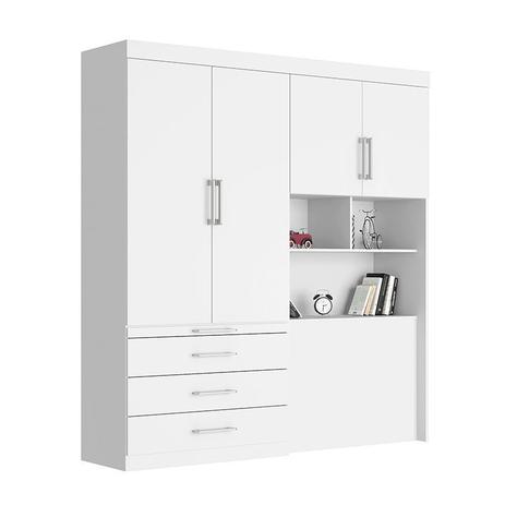 Guarda-roupa Solteiro Conjugado Lyon com Escrivaninha e Cabeceira Baú para Cama Box Europa Menor preço em Guarda-roupa Solteiro Conjugado Lyon com Escrivaninha e Cabeceira Baú para Cama Box Europa