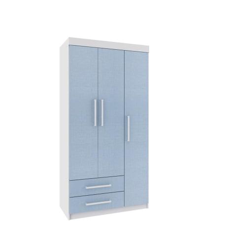 Guarda-Roupa Solteiro Diversão 3 Portas 2 Gavetas Branco e Azul - Moveis rodial Menor preço em Guarda-Roupa Solteiro Diversão 3 Portas 2 Gavetas Branco e Azul - Moveis rodial