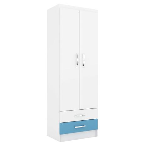 Guarda-Roupa Solteiro Han 2 PT Branco e Azul - Evidência Menor preço em Guarda-Roupa Solteiro Han 2 PT Branco e Azul - Evidência