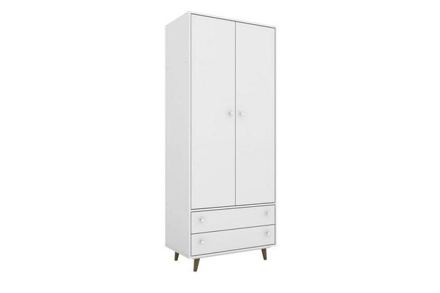 Guarda-Roupa Solteiro Milao 2 Portas 2 Gavetas Branco - Móveis bechara Menor preço em Guarda-Roupa Solteiro Milao 2 Portas 2 Gavetas Branco - Móveis bechara