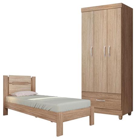 Guarda Roupa Solteiro Prince e Cama Riviera Nogal Vanilla Touch Demóbile - Demobile Menor preço em Guarda Roupa Solteiro Prince e Cama Riviera Nogal Vanilla Touch Demóbile - Demobile