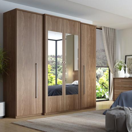 Guarda Roupa Splendore 4 Portas Glass com Espelho THB - THB Móveis Menor preço em Guarda Roupa Splendore 4 Portas Glass com Espelho THB - THB Móveis