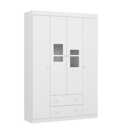 Guarda-Roupa Travessura Plus Branco com 4 Portas e 2 Gavetas - Multimóveis Menor preço em Guarda-Roupa Travessura Plus Branco com 4 Portas e 2 Gavetas - Multimóveis