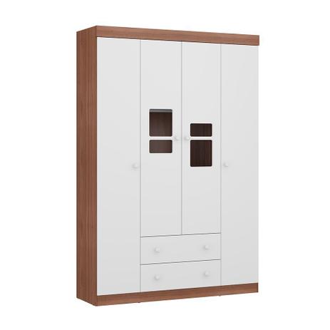 Guarda-Roupa Travessura Plus Carvalho e Branco com 4 Portas e 2 Gavetas - Multimóveis Menor preço em Guarda-Roupa Travessura Plus Carvalho e Branco com 4 Portas e 2 Gavetas - Multimóveis