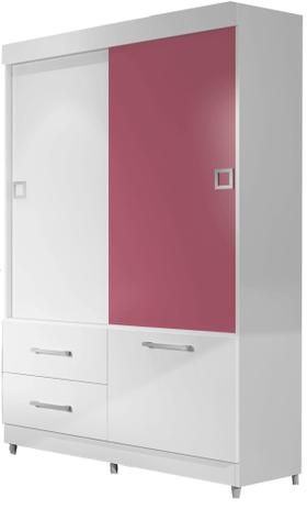 Guarda Roupas 2 Portas De Correr França Branco/Rosa Faimec Móveis Menor preço em Guarda Roupas 2 Portas De Correr França Branco/Rosa Faimec Móveis
