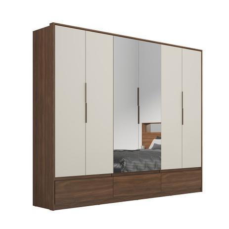 Guarda Roupas Casal Moara Demartez 6 Portas com 2 Portas em Espelhos Ambar Off White - Demóbile demartez Menor preço em Guarda Roupas Casal Moara Demartez 6 Portas com 2 Portas em Espelhos Ambar Off White - Demóbile demartez