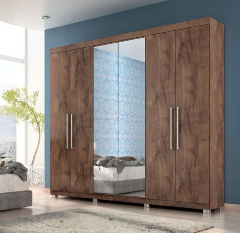 Guarda roupas casal rio 100 mdp 6 portas 4 gavetas chocolate c/ espelho - Quarta divisao moveis Menor preço em Guarda roupas casal rio 100 mdp 6 portas 4 gavetas chocolate c/ espelho - Quarta divisao moveis