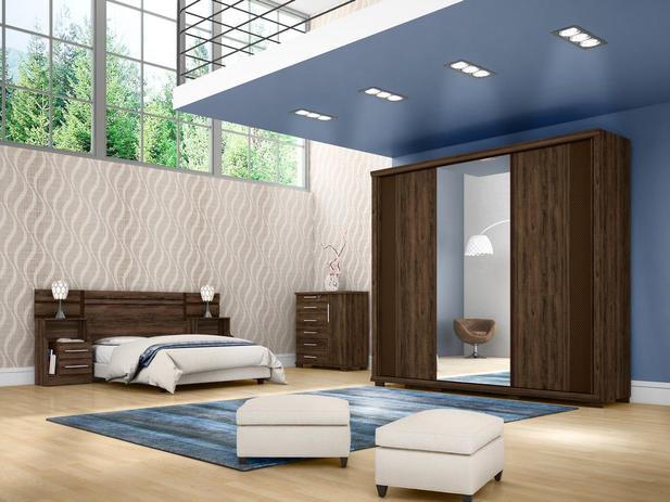 Guarda-Roupas Zeus MDF com 3 Portas e Espelho Marrom - Robel Menor preço em Guarda-Roupas Zeus MDF com 3 Portas e Espelho Marrom - Robel