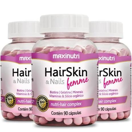 Hairskin Nails Femme (cápsula Da Beleza) 270 Cápsulas - Maxinutri Menor preço em Hairskin Nails Femme (cápsula Da Beleza) 270 Cápsulas - Maxinutri